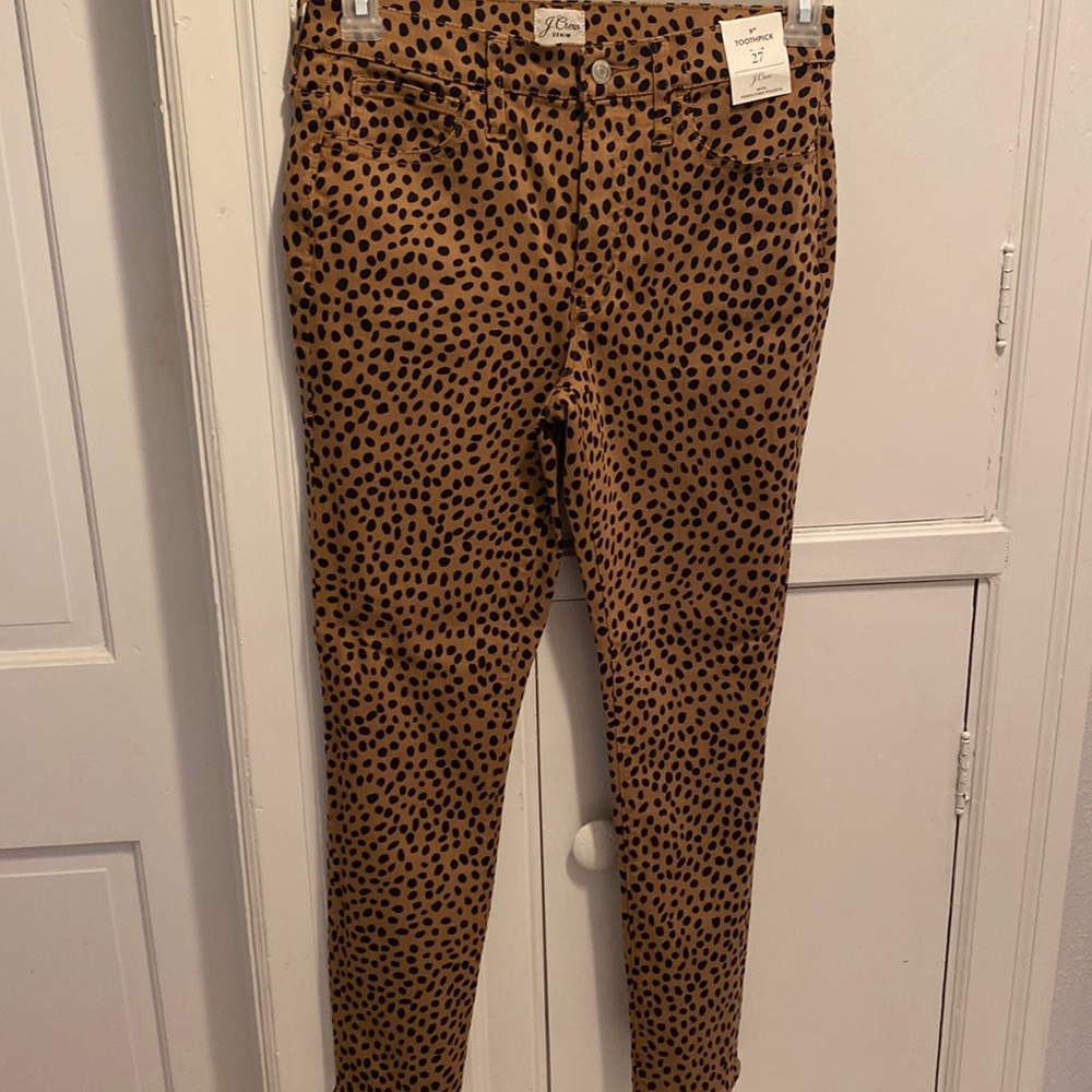 New with tags J.Crew cheetah print toothpick denim jeans - size 27